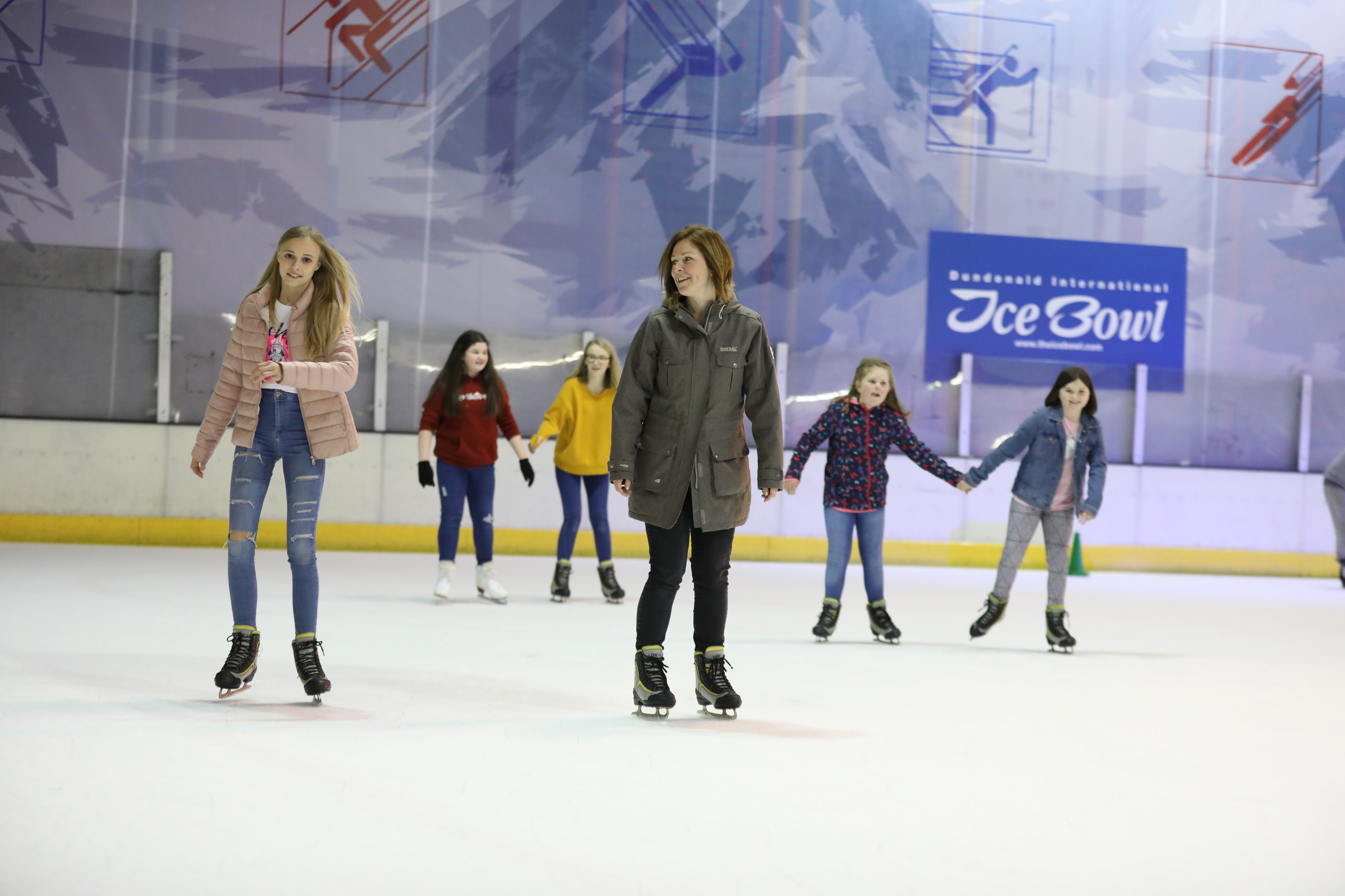 Group of girls iceskating
