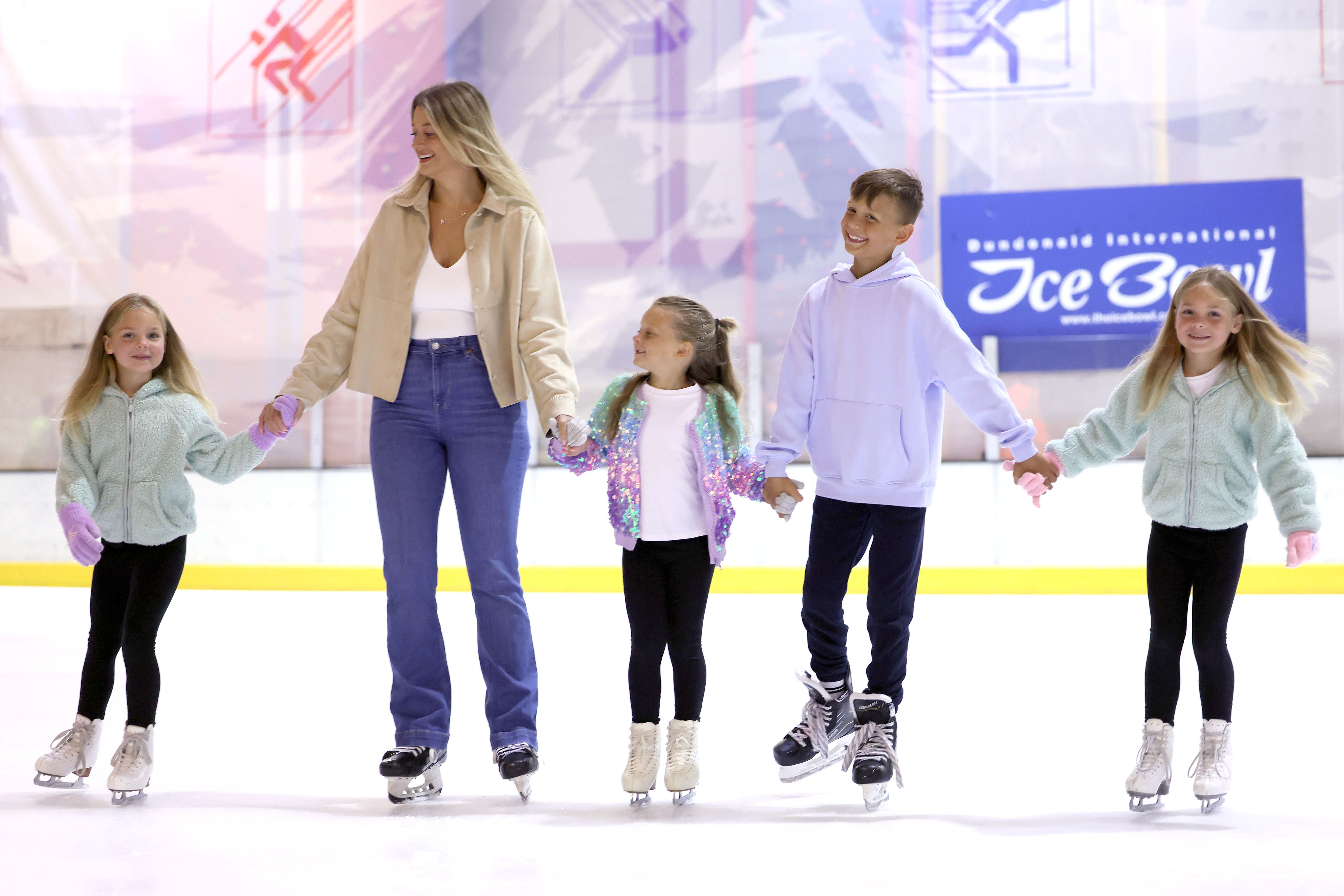 Group of girls iceskating