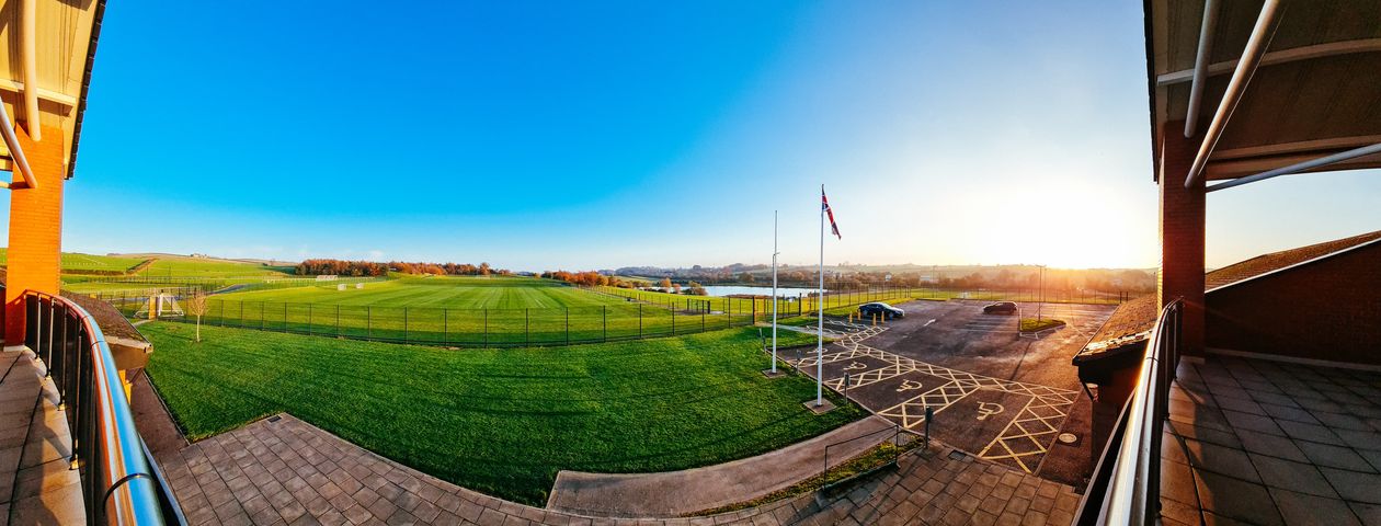 Wide shot of Billy Neil park at dusk. 