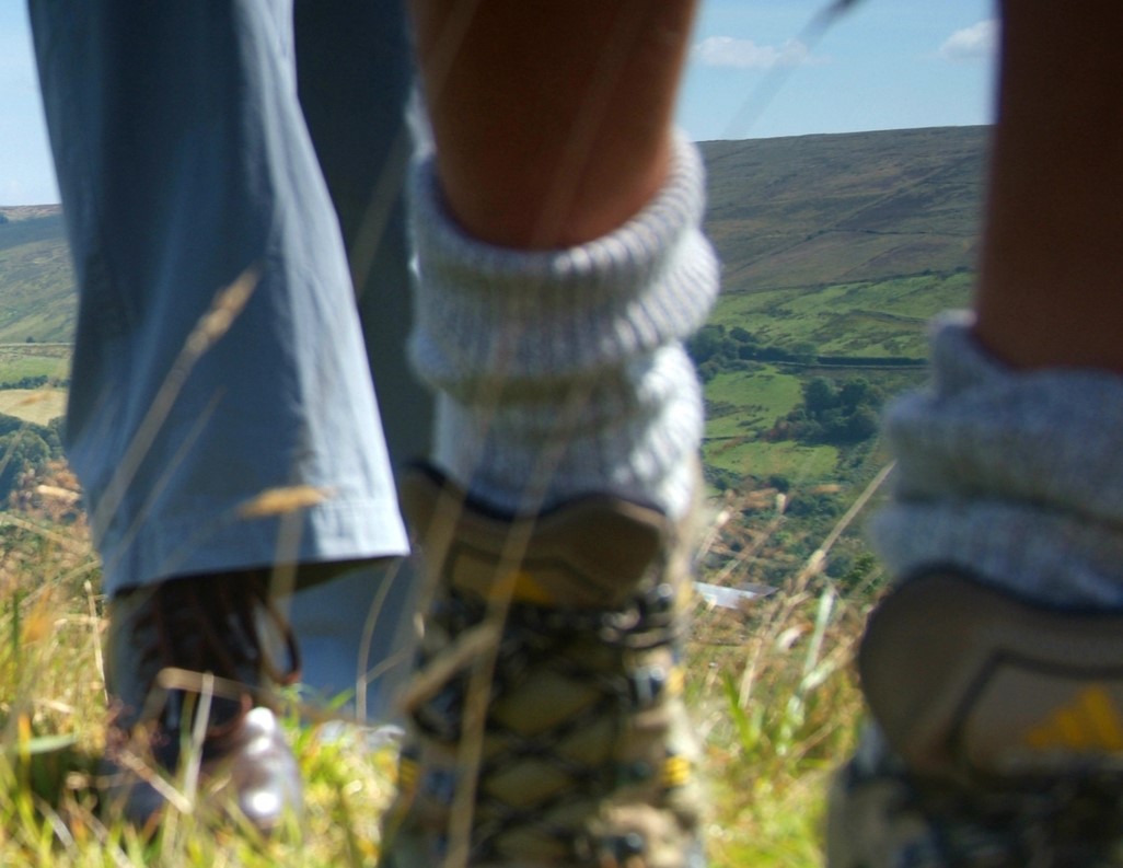 Close up of hiking boots